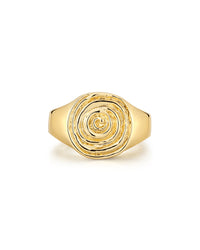 Rosette Coil Signet Ring- Gold View 1
