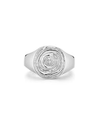 Rosette Coil Signet Ring- Silver View 1