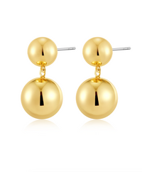 Double Ball Earrings- Gold View 1