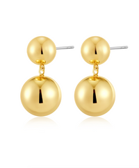 Double Ball Earrings- Gold (Ships Mid November)
