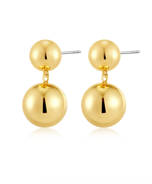 Double Ball Earrings- Gold (Ships Early January) | Luv Aj