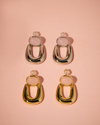 The Rose Quartz Rio Earrings- Gold (Ships Early June) view 2