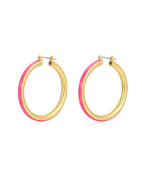 Stripe Amalfi Hoops- Hot Pink- Gold