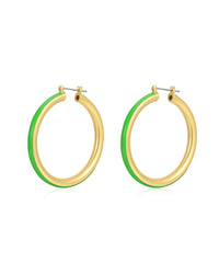 Stripe Amalfi Hoops- Bright Green- Gold View 1