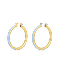 Stripe Amalfi Hoops- Baby Blue- Gold View 1