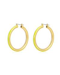 Stripe Amalfi Hoops- Neon Yellow- Gold View 1