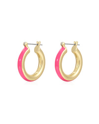 Stripe Baby Amalfi Hoops- Hot Pink- Gold View 1