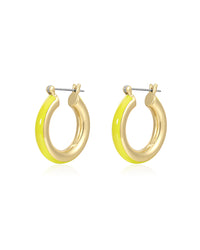 Stripe Baby Amalfi Hoops- Neon Yellow- Gold View 1