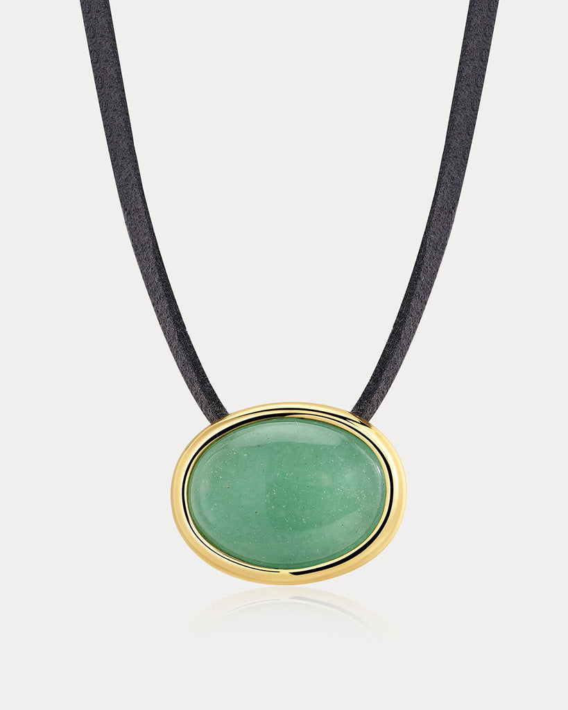 Sunset Stone Cord Necklace- Green | Luv Aj