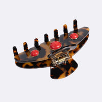 Bezel Stone Hair Clip - Brown view 2