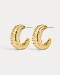 The Luv Aj XL Georgia Ridged Hoops in Gold View 1