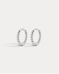 Mini Continuous Beaded Huggies- Silver