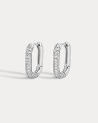 Pave Chain Link Huggies- Gold