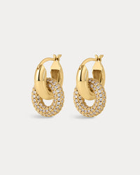 Pave Interlock Hoops- Gold