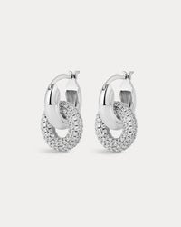 Pave Interlock Hoops- Gold