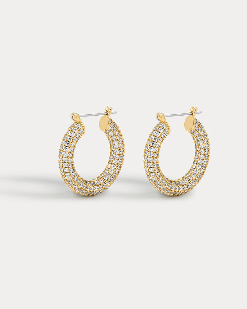 LUV AJ ラヴエージェイ Quilted Amalfi Hoops ピアス Pave Baby Amalfi Hoops- Gold (Ships Early November) | Luv Aj
