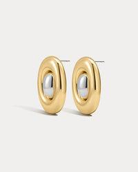 Luv Aj Two-Tone Chrome Orb Statement Studs View 3