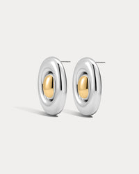 Luv Aj Two Tone Stud Earrings in Silver View 3