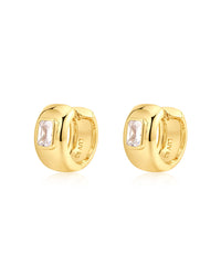 The Emerald Bezel Stone Huggies