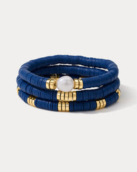 The Seville Pearl Bracelet Set- Navy