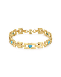 Heart Stone Link Bracelet- Gold View 1