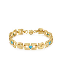 Heart Stone Link Bracelet- Gold
