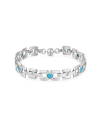 Heart Stone Link Bracelet- Silver View 1
