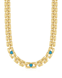 Heart Stone Link Necklace- Gold View 1