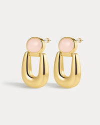 The Rose Quartz Rio Earrings- Gold (Ships Early June)
