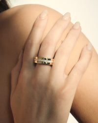 The Luv Aj Signature Halo Oura Ring Cover in Pave Stripe View 2