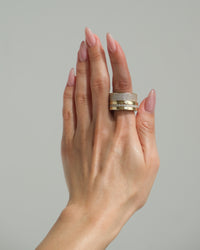 The Luv Aj Signature Halo Tech Ring Covers stacked on model hand View 6