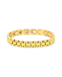 Timepiece Bracelet- Neon Yellow- Gold View 1