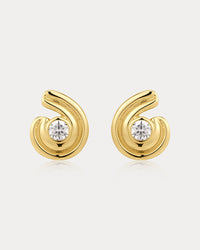 Wave Bezel Twist Studs