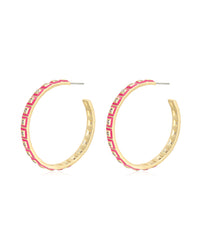 XL Pyramid Stud Hoops- Hot Pink- Gold