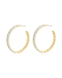 XL Pyramid Stud Hoops- Baby Blue- Gold View 1