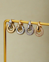 Pave Interlock Hoops- Gold View 4