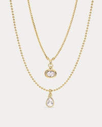 The Antoinette Stone Charm Necklaces- Gold
