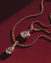 Luv Aj Antoinette Stone Charm Necklaces in Gold, flat lay View 3