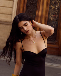 Luv Aj Antoinette Stone Charm Necklaces in Gold, on model View 4