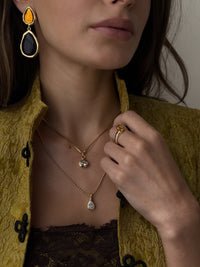 The Antoinette Stone Charm Necklaces- Gold view 2
