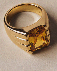 Luv Aj Antoinette Stone Cigar Ring in Gold, flat lay View 3