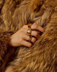Luv Aj Antoinette Stone Cigar Ring in Gold, on model View 4