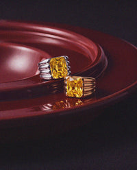 Luv Aj Antoinette Stone Cigar Ring in Gold, on model View 3