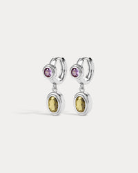 The Antoinette Stone Hoops- Silver