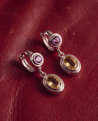 Luv Aj Antoinette Stone Hoops in Silver, flat lay View 3
