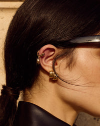 Luv Aj Antoinette Stone Hoops in Gold, on model View 4