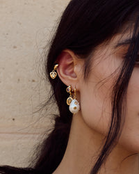 Luv Aj Antoinette Stone Hoops in Gold, on model View 2