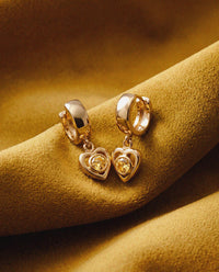 Luv Aj Charlotte Citrine Heart Hoops in Gold, flat lay View 2