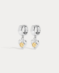 Luv Aj Charlotte Citrine Heart Hoops in Silver, product shot View 1
