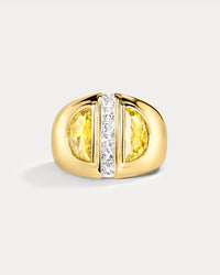 The Citrine Half Moon Statement Ring- Gold